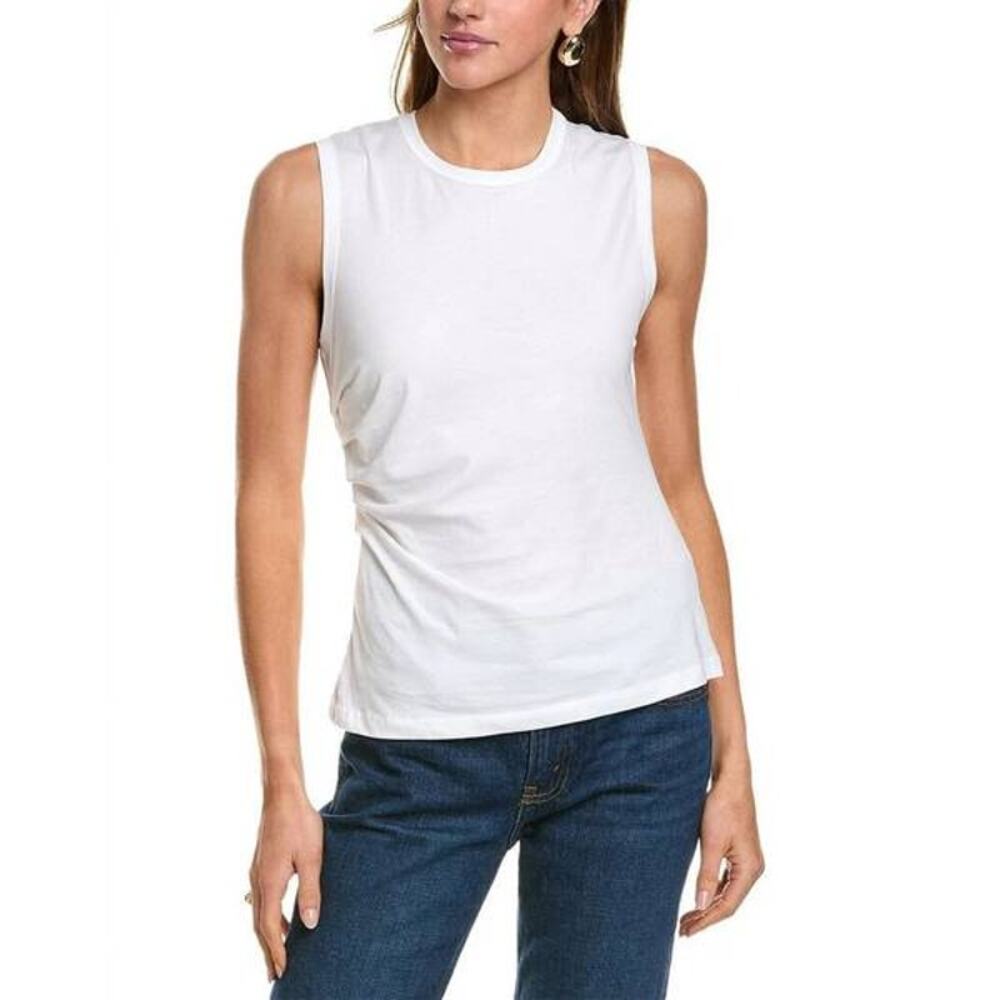 ALC Zoey Pleated Side Sleeveless Tank Top in White XS